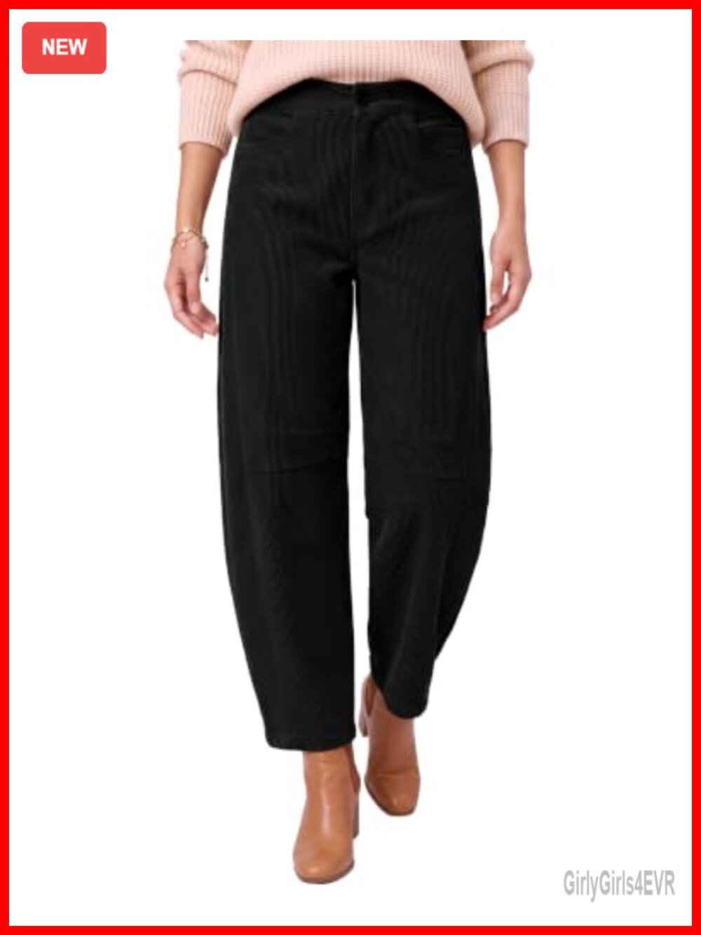 Corduroy Pants Women Barrel Leg High Waist Ankle Work Casual Trouser